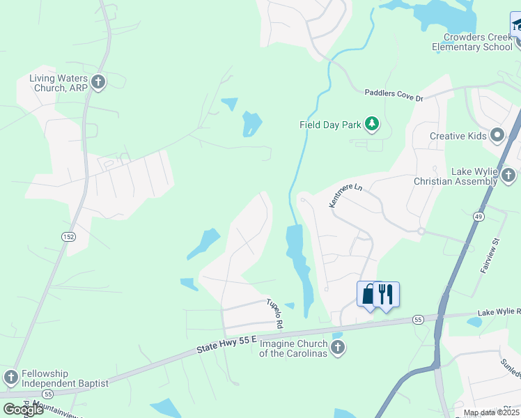 map of restaurants, bars, coffee shops, grocery stores, and more near 1235 Jack Pine Road in Clover