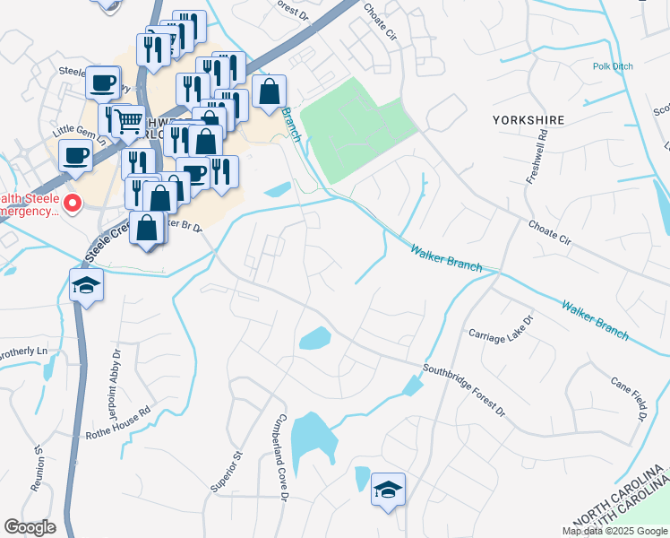 map of restaurants, bars, coffee shops, grocery stores, and more near 13520 Napoleon Drive in Charlotte