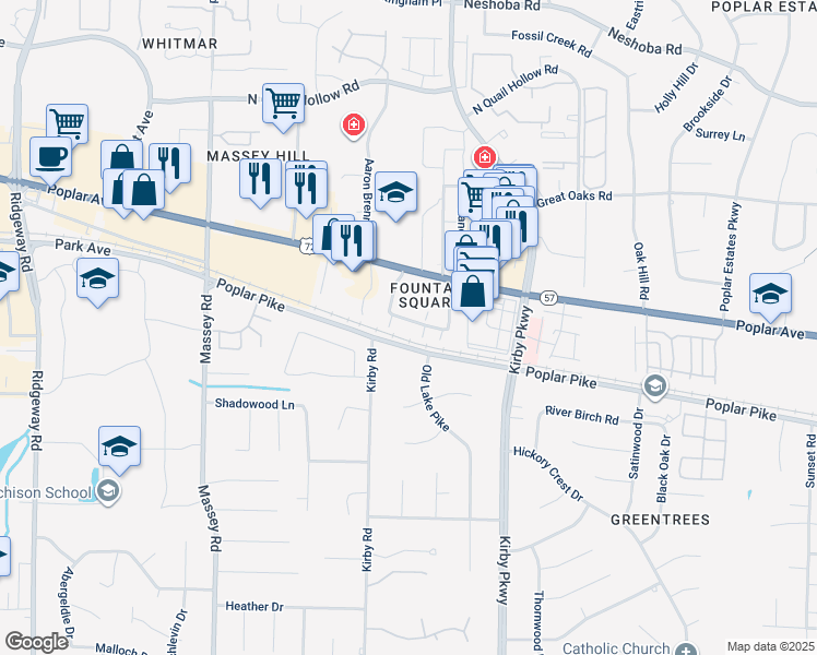 map of restaurants, bars, coffee shops, grocery stores, and more near 1888 Poplar Woods Circle East in Germantown