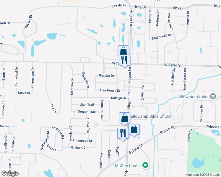map of restaurants, bars, coffee shops, grocery stores, and more near 4320 Tree House Drive in Conway