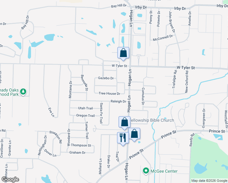 map of restaurants, bars, coffee shops, grocery stores, and more near 4320 Tree House Drive in Conway