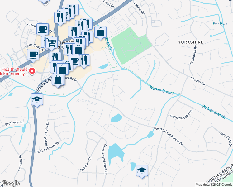 map of restaurants, bars, coffee shops, grocery stores, and more near 13520 Napoleon Drive in Charlotte