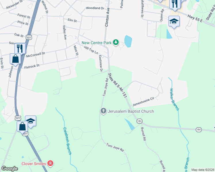 map of restaurants, bars, coffee shops, grocery stores, and more near 865 State Road S-46-151 in Clover