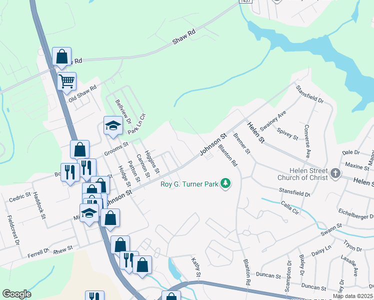 map of restaurants, bars, coffee shops, grocery stores, and more near 2123 Grand Prix Drive in Fayetteville