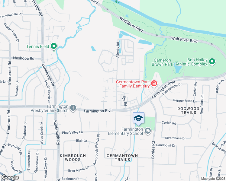 map of restaurants, bars, coffee shops, grocery stores, and more near 1897 Allenby Road in Memphis