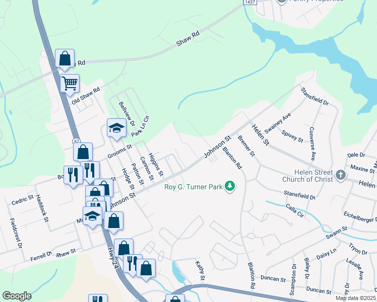 map of restaurants, bars, coffee shops, grocery stores, and more near 2123 Grand Prix Drive in Fayetteville