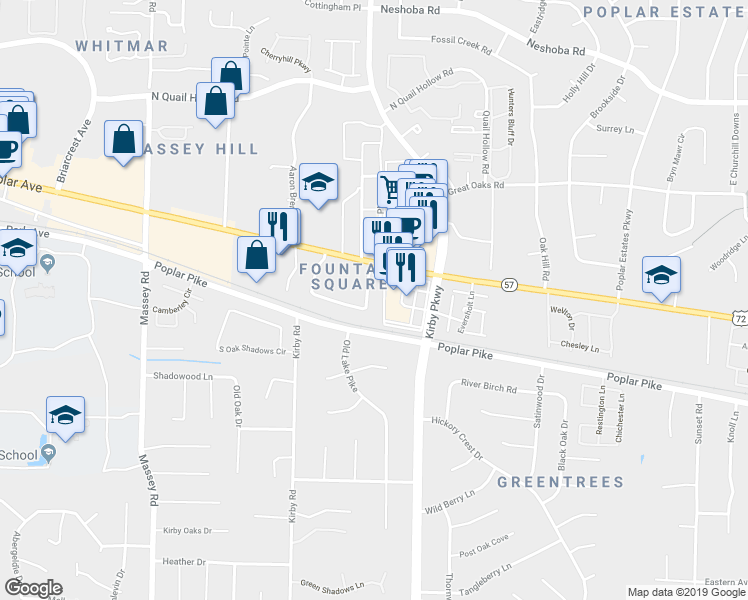 map of restaurants, bars, coffee shops, grocery stores, and more near 6618 Poplar Woods Circle East in Germantown