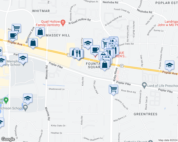 map of restaurants, bars, coffee shops, grocery stores, and more near 1888 Poplar Woods Circle East in Germantown