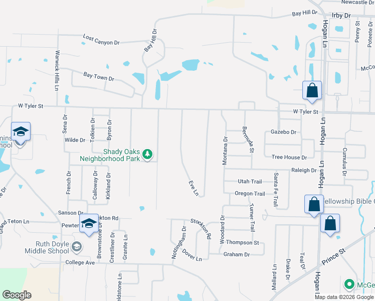map of restaurants, bars, coffee shops, grocery stores, and more near 121 Eve Lane in Conway