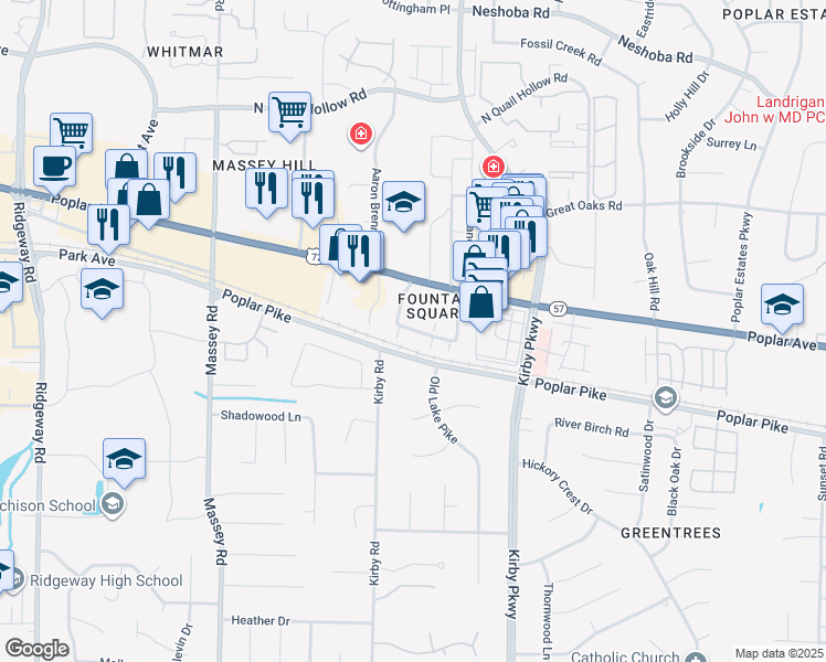 map of restaurants, bars, coffee shops, grocery stores, and more near 1888 Poplar Woods Circle East in Germantown