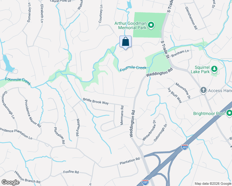 map of restaurants, bars, coffee shops, grocery stores, and more near 2701 Briar Ridge Drive in Charlotte
