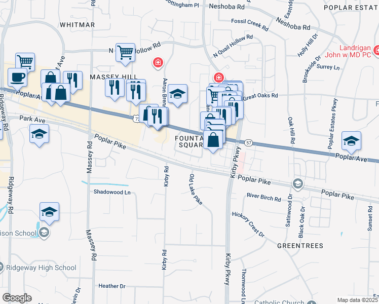 map of restaurants, bars, coffee shops, grocery stores, and more near 1888 Poplar Woods Circle East in Germantown