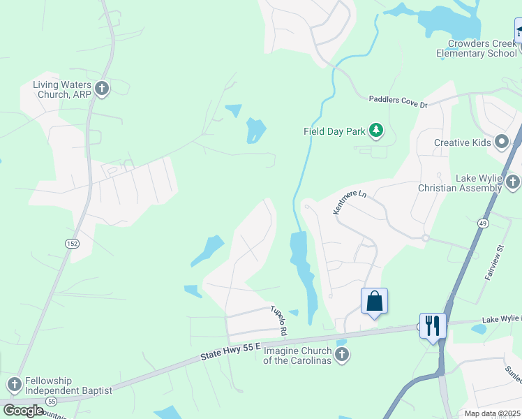 map of restaurants, bars, coffee shops, grocery stores, and more near 1235 Jack Pine Road in Clover