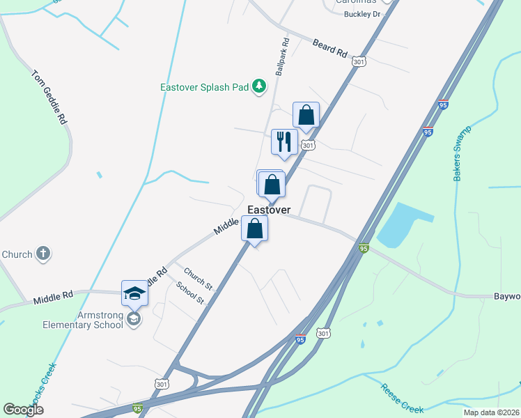 map of restaurants, bars, coffee shops, grocery stores, and more near in Eastover