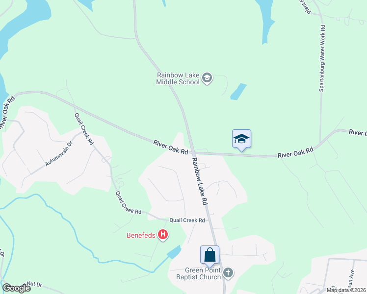 map of restaurants, bars, coffee shops, grocery stores, and more near 1890 Riveroak Road in Inman