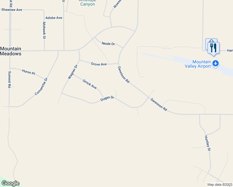 map of restaurants, bars, coffee shops, grocery stores, and more near Dotty Court in Mountain Meadows