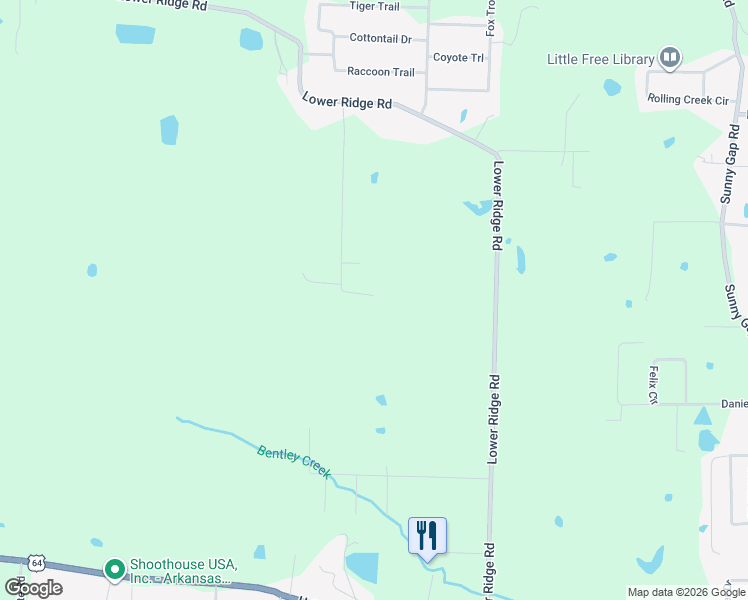 map of restaurants, bars, coffee shops, grocery stores, and more near 33 Agarita Cv in Conway