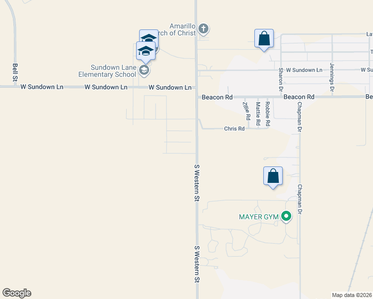 map of restaurants, bars, coffee shops, grocery stores, and more near 11098 South Western Street in Amarillo