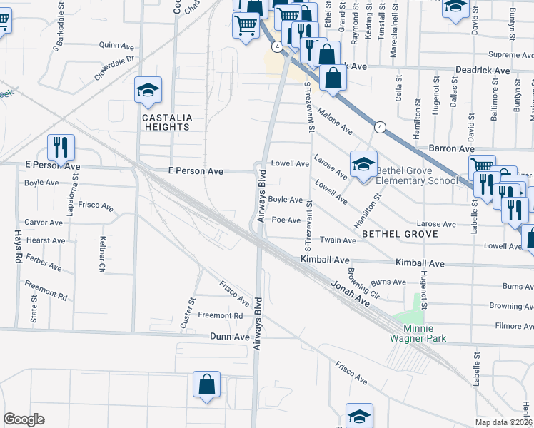 map of restaurants, bars, coffee shops, grocery stores, and more near 2301 Poe Avenue in Memphis