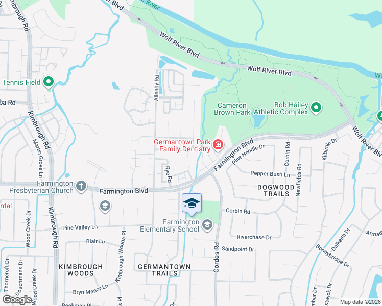 map of restaurants, bars, coffee shops, grocery stores, and more near 1891 River Glen Cove in Germantown