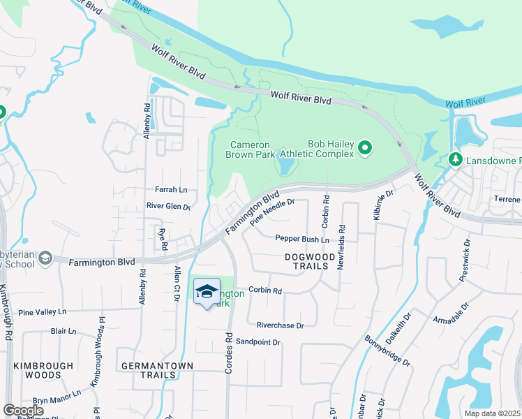 map of restaurants, bars, coffee shops, grocery stores, and more near 8612 Pepper Bush Lane in Memphis