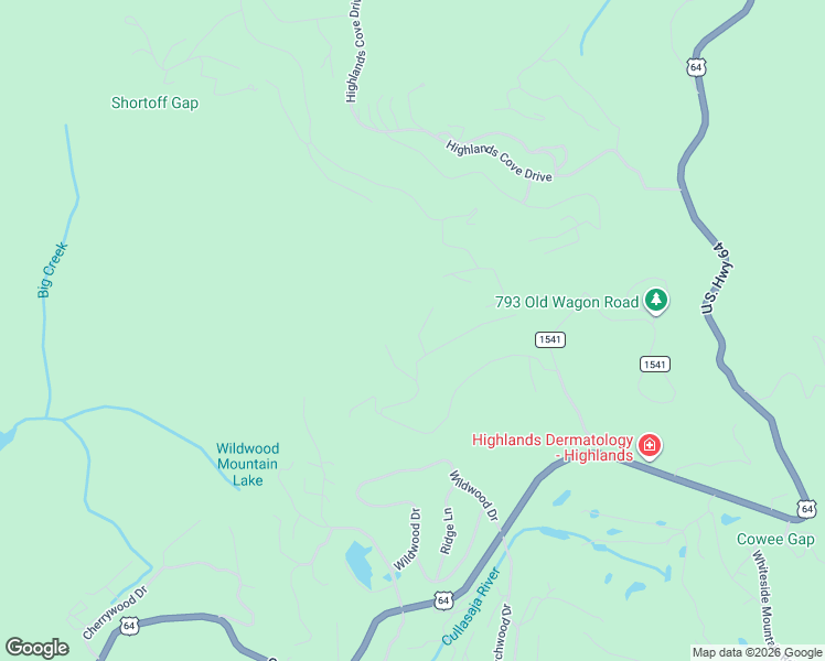 map of restaurants, bars, coffee shops, grocery stores, and more near 50 Windy Top Road in Highlands