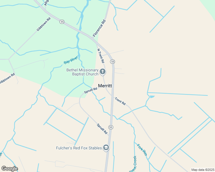 map of restaurants, bars, coffee shops, grocery stores, and more near 387 North Trent Road in Merritt