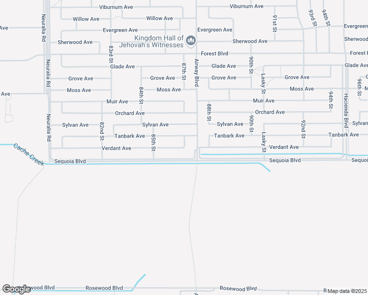 map of restaurants, bars, coffee shops, grocery stores, and more near Verdant Avenue in California City