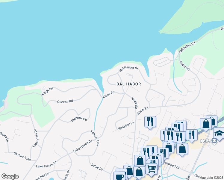 map of restaurants, bars, coffee shops, grocery stores, and more near 4908 Bal Harbor Circle in Chattanooga