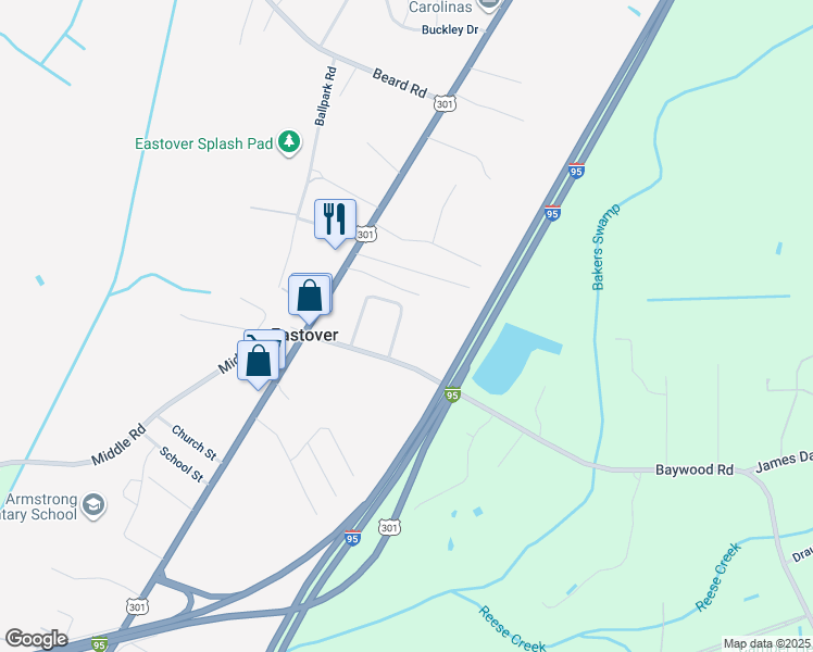 map of restaurants, bars, coffee shops, grocery stores, and more near 2543 Culbreth Drive in Eastover