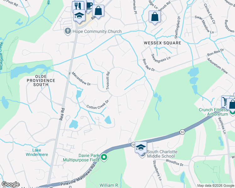 map of restaurants, bars, coffee shops, grocery stores, and more near in Charlotte