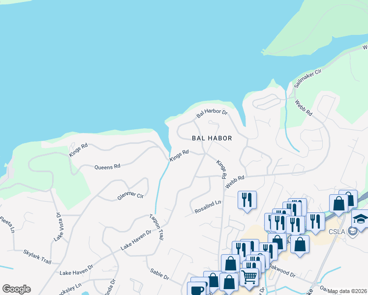 map of restaurants, bars, coffee shops, grocery stores, and more near 4908 Bal Harbor Circle in Chattanooga