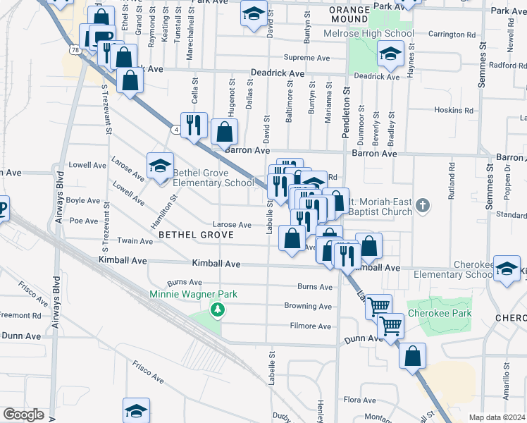 map of restaurants, bars, coffee shops, grocery stores, and more near 2639 Lamar Avenue in Memphis