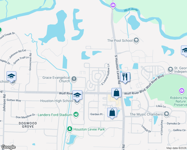 map of restaurants, bars, coffee shops, grocery stores, and more near 9847 Laurel Knoll Lane in Germantown