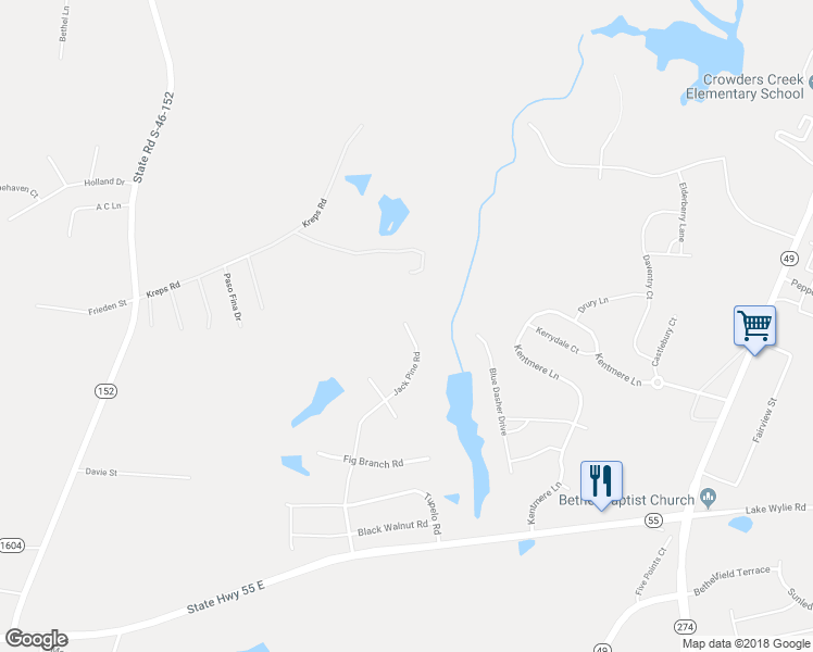 map of restaurants, bars, coffee shops, grocery stores, and more near 1196 Jack Pine Road in Clover