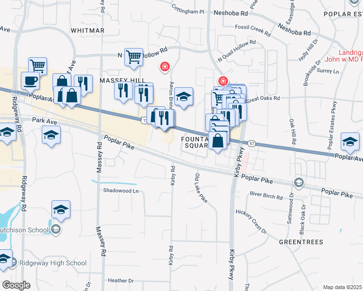 map of restaurants, bars, coffee shops, grocery stores, and more near 1855 Poplar Woods Circle West in Germantown