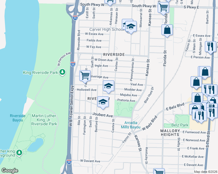 map of restaurants, bars, coffee shops, grocery stores, and more near 234 Vaal Avenue in Memphis