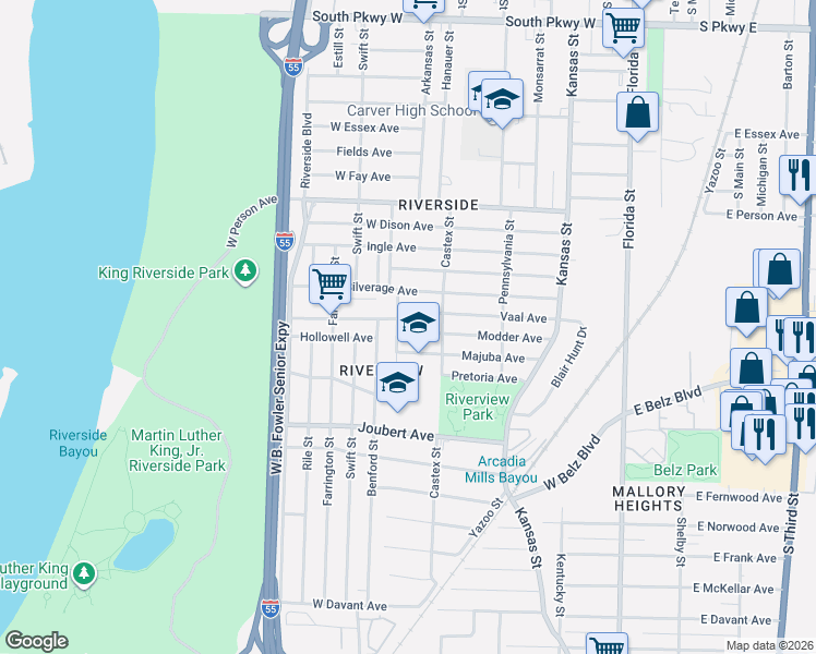 map of restaurants, bars, coffee shops, grocery stores, and more near 1797 Bismark Street in Memphis