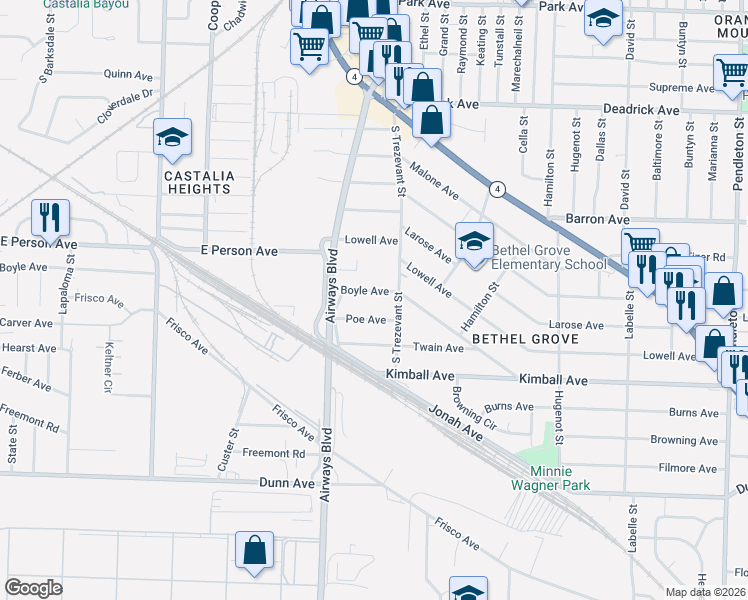 map of restaurants, bars, coffee shops, grocery stores, and more near 2342 Boyle Avenue in Memphis