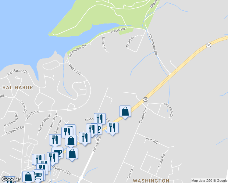 map of restaurants, bars, coffee shops, grocery stores, and more near 5056 Eller Road in Chattanooga