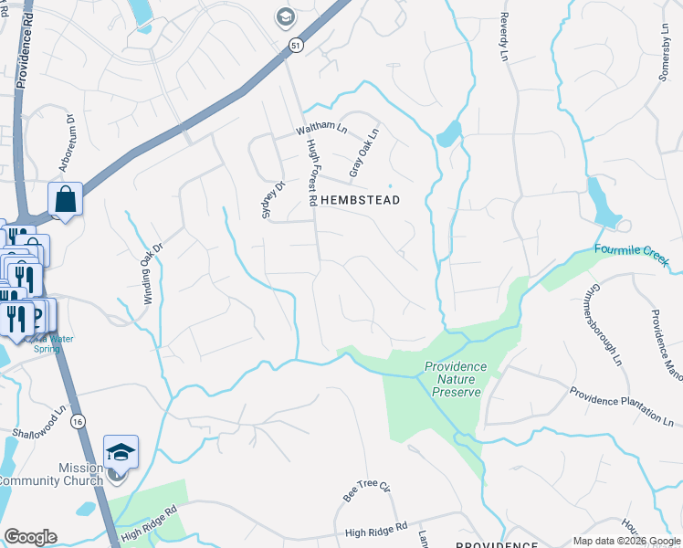 map of restaurants, bars, coffee shops, grocery stores, and more near 2013 Dugan Drive in Charlotte