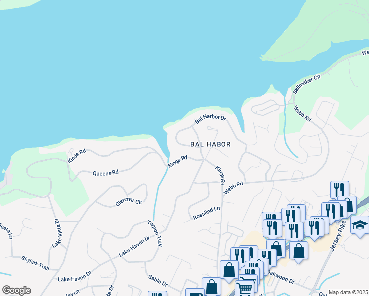 map of restaurants, bars, coffee shops, grocery stores, and more near 4907 Bal Harbor Circle in Chattanooga