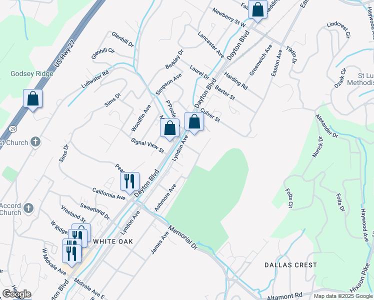 map of restaurants, bars, coffee shops, grocery stores, and more near 107 Hawkins Street in Chattanooga
