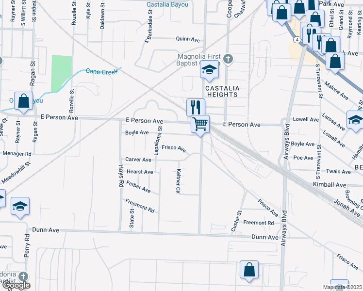 map of restaurants, bars, coffee shops, grocery stores, and more near 1970 Frisco Avenue in Memphis