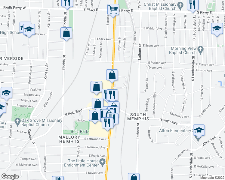 map of restaurants, bars, coffee shops, grocery stores, and more near 1805 South 3rd Street in Memphis