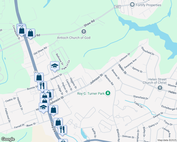 map of restaurants, bars, coffee shops, grocery stores, and more near 2105 Grand Prix Drive in Fayetteville