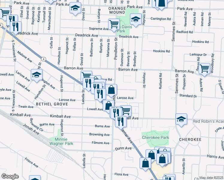map of restaurants, bars, coffee shops, grocery stores, and more near 1702 Pendleton Street in Memphis