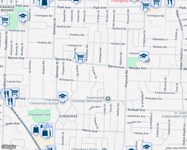 map of restaurants, bars, coffee shops, grocery stores, and more near 1217 South Greer Street in Memphis