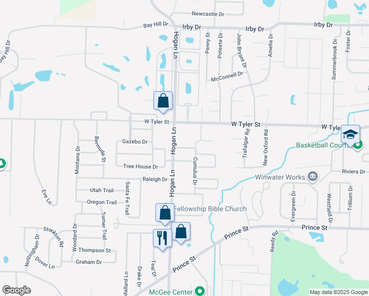 map of restaurants, bars, coffee shops, grocery stores, and more near 1310 West Plains Drive in Conway