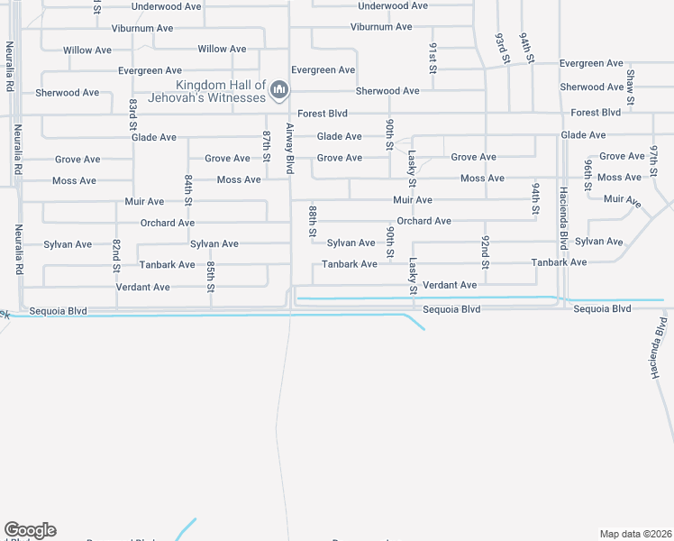map of restaurants, bars, coffee shops, grocery stores, and more near Tanbark Avenue in California City